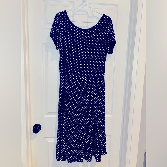 RETRO 1950’s POLKA DOT CREW NECK SWING DRESS - Picture 2 of 3